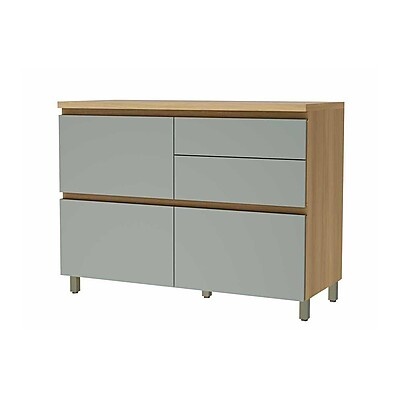Armário Balcão Rainha 120cm com 1 Porta e 4 Gavetas - Nature/Verde