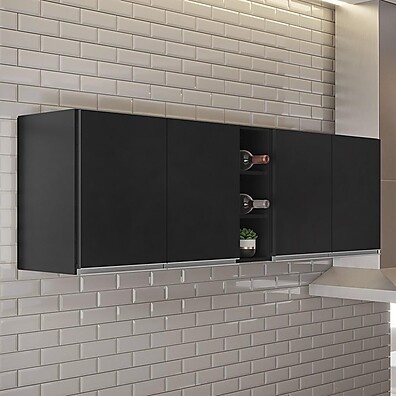 Armário Califórnia 180cm Preto com Nicho – Design e Espaço na Cozinha