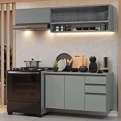 Armário de Cozinha 200cm Cinza Nice Madesa