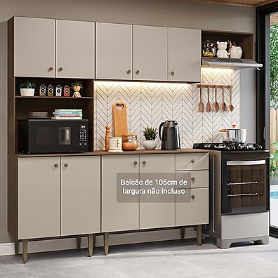 Armário de Cozinha 235cm Madesa: Rustic & Crema