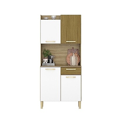 Armário de Cozinha 4 Portas Gen Detalhe Ripado – Freijo/Supremo