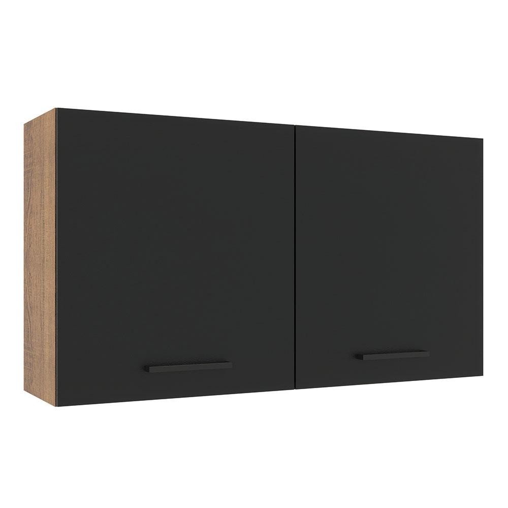 Armário de Cozinha Aéreo 120 cm com 2 Portas – Rustic/Preto Agata Madesa