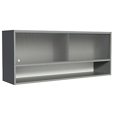 Armário de Cozinha Aéreo com 2 Portas de Correr e 1 Nicho Cinza