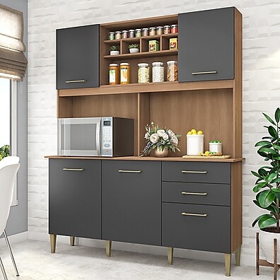 Armário de Cozinha com 5 Portas e 2 Gavetas: Organize Sua Cozinha com Estilo
