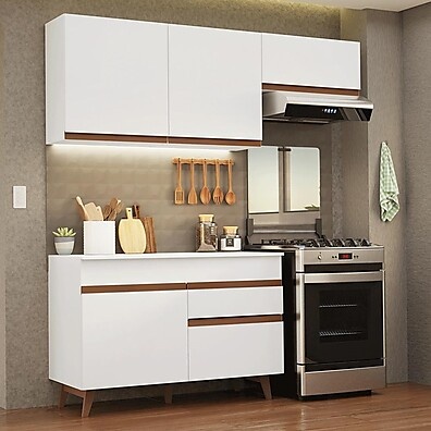 Armário de Cozinha Compacta 190cm Branco Reims Madesa: Elegância e Espaço