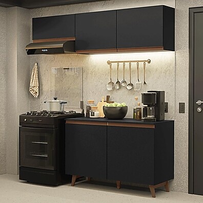 Armário de Cozinha Compacta 190cm Preto – Reims Madesa