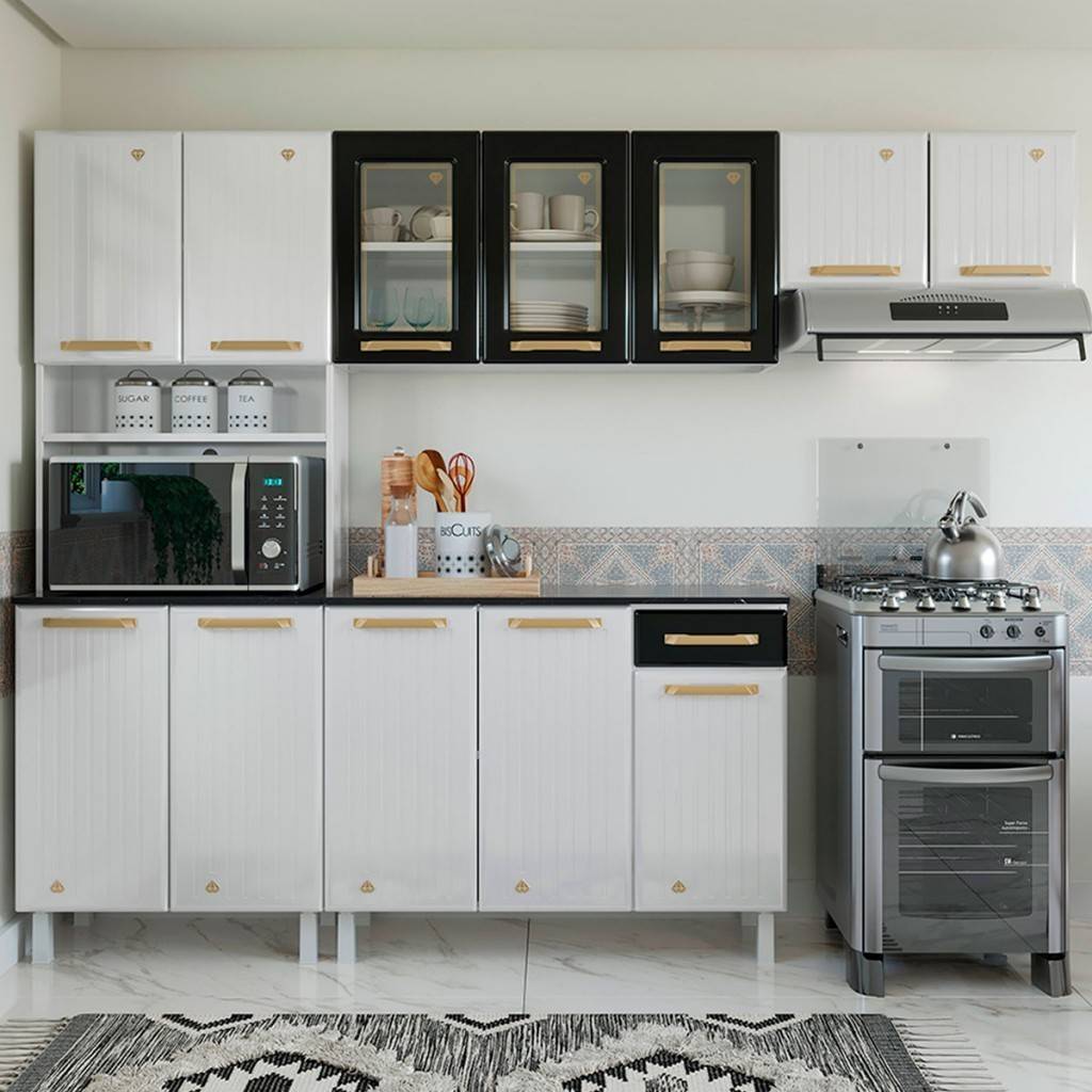 Armário de Cozinha Diamante: 12 Portas + 1 Gaveta