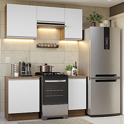 Armário de Cozinha Glamy 160cm: Moderno e Funcional com Design Rustic