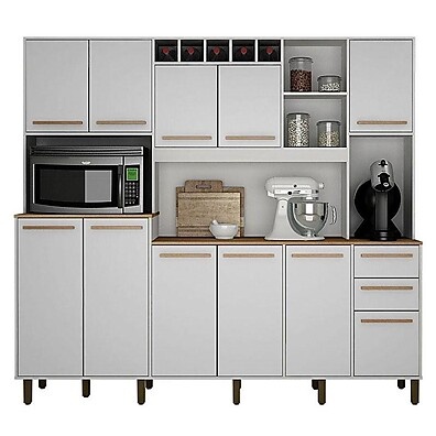 Armário de Cozinha Petra: Branco e Cinamomo