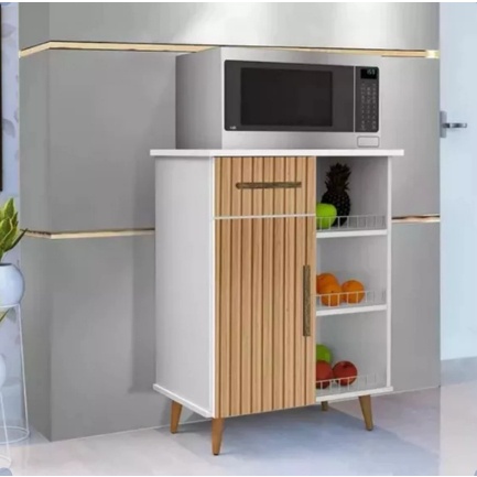 Armário de Cristal Multiuso para Cozinha e Lavanderia – 1 Gaveta e 3 Prateleiras