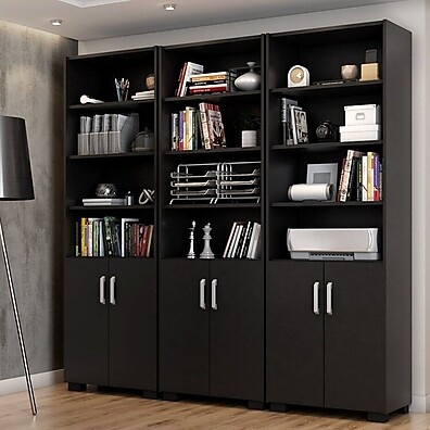 Armário Estante Office 181cm Preto: Organização com Estilo