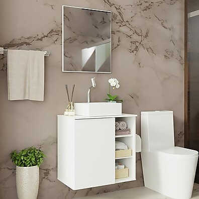 Armário Gabinete com Espelho 60cm Branco – Banheiro Organizado