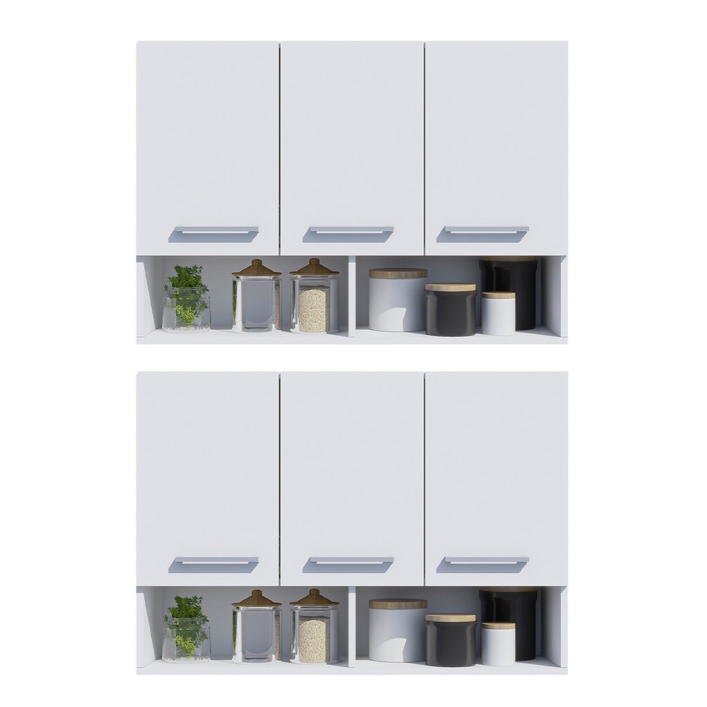 Armários Aéreos de Cozinha: Kit 2x3 Portas