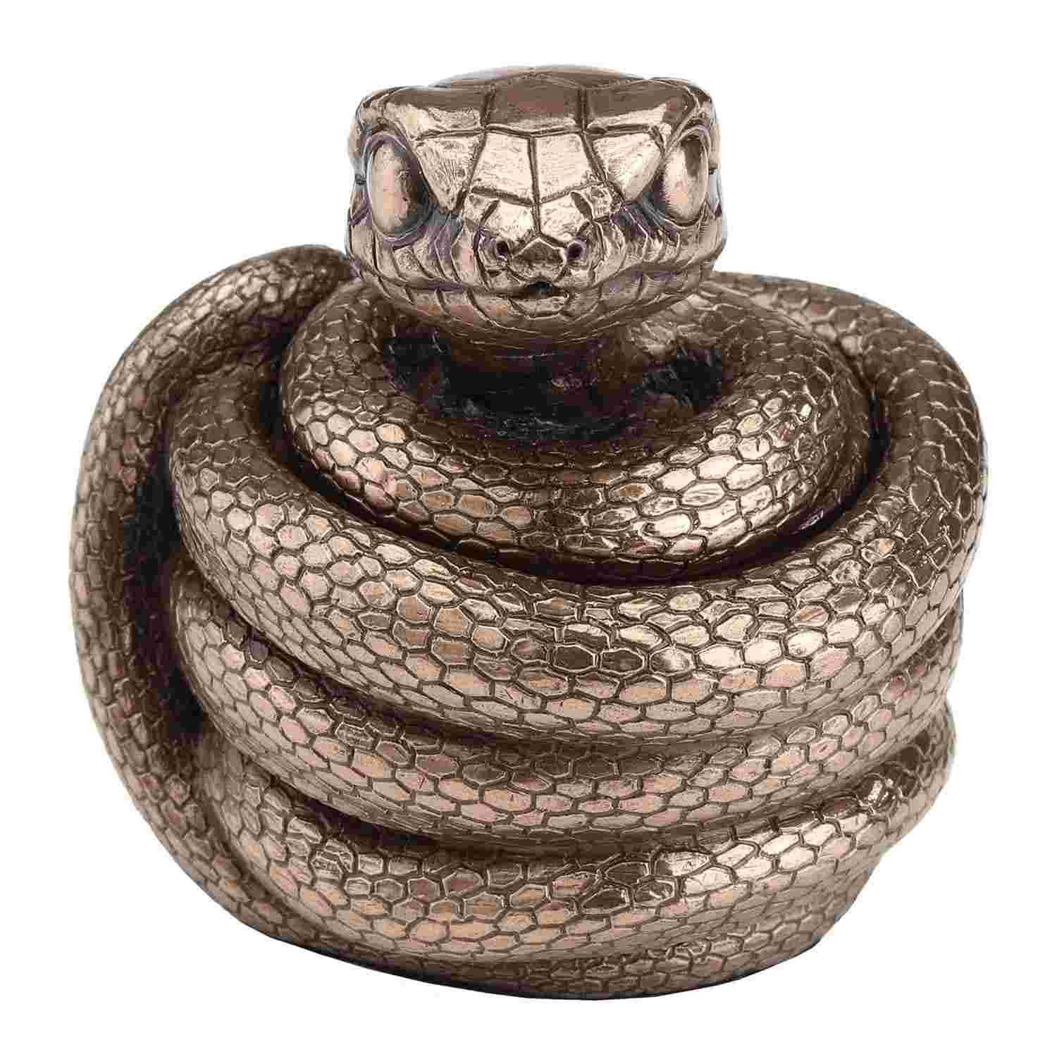 Veronese Design - Caixa de Armazenamento Secreto Cobra Enrolada em Bronze Fundido | Escultura de Decoração com Função Prática