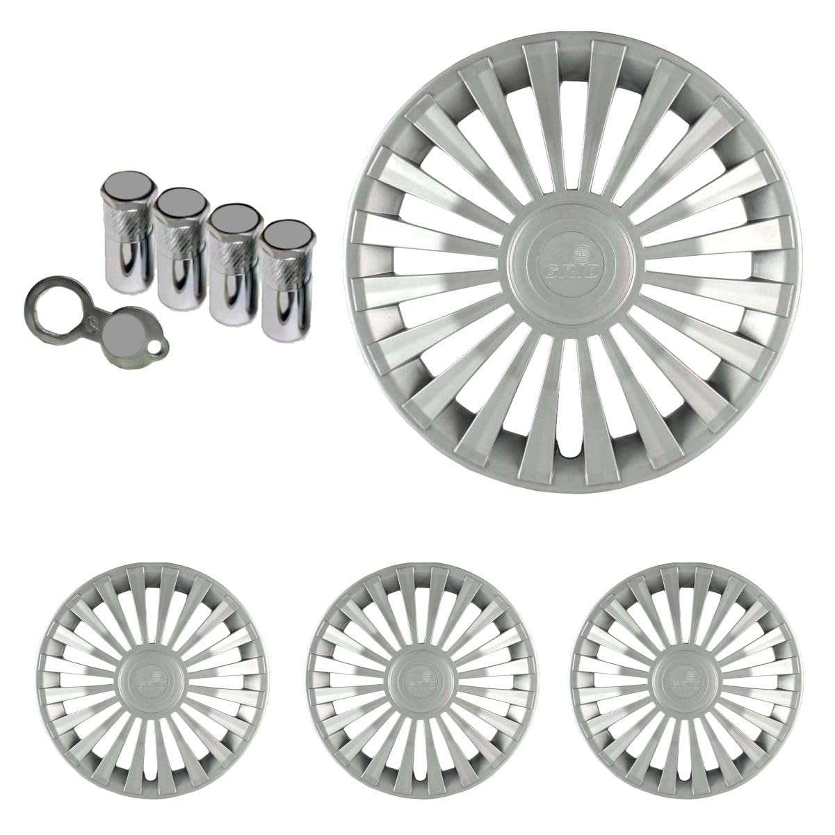 Jogo de Calotas Europa Premium Aro 13 para Citroën C3, C4, Aircross, C5, Xsara e Berlingo - Completo com Selos e Tampas Antifurto