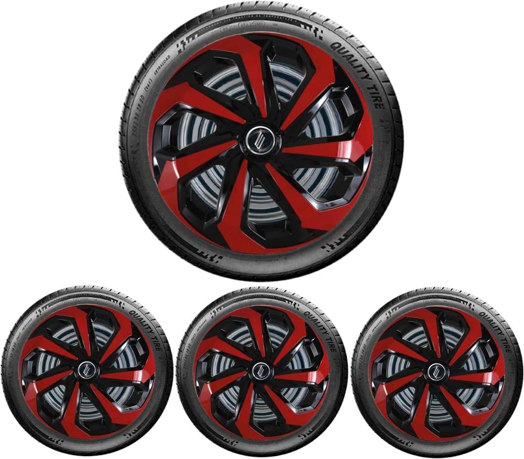 Jogo 4 Calotas Esportivas Spider Aro 14 Preto/Vermelho - Universal para Todos os Carros