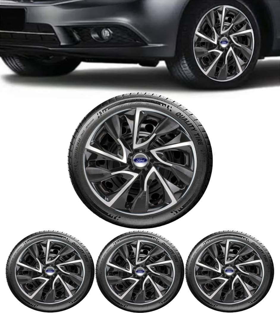 Jogo 4 Calotas Esportivas DS4 Preto/Prata Aro 15 - Ford Ka, Fiesta, Focus