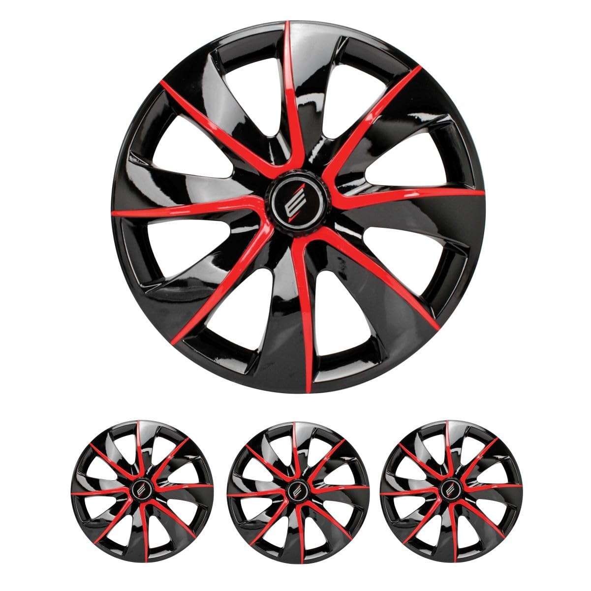 Jogo de Calotas Prime Black Red Aro 13: Estilo e Proteção para seu Ka, Fiesta, Focus e Courier