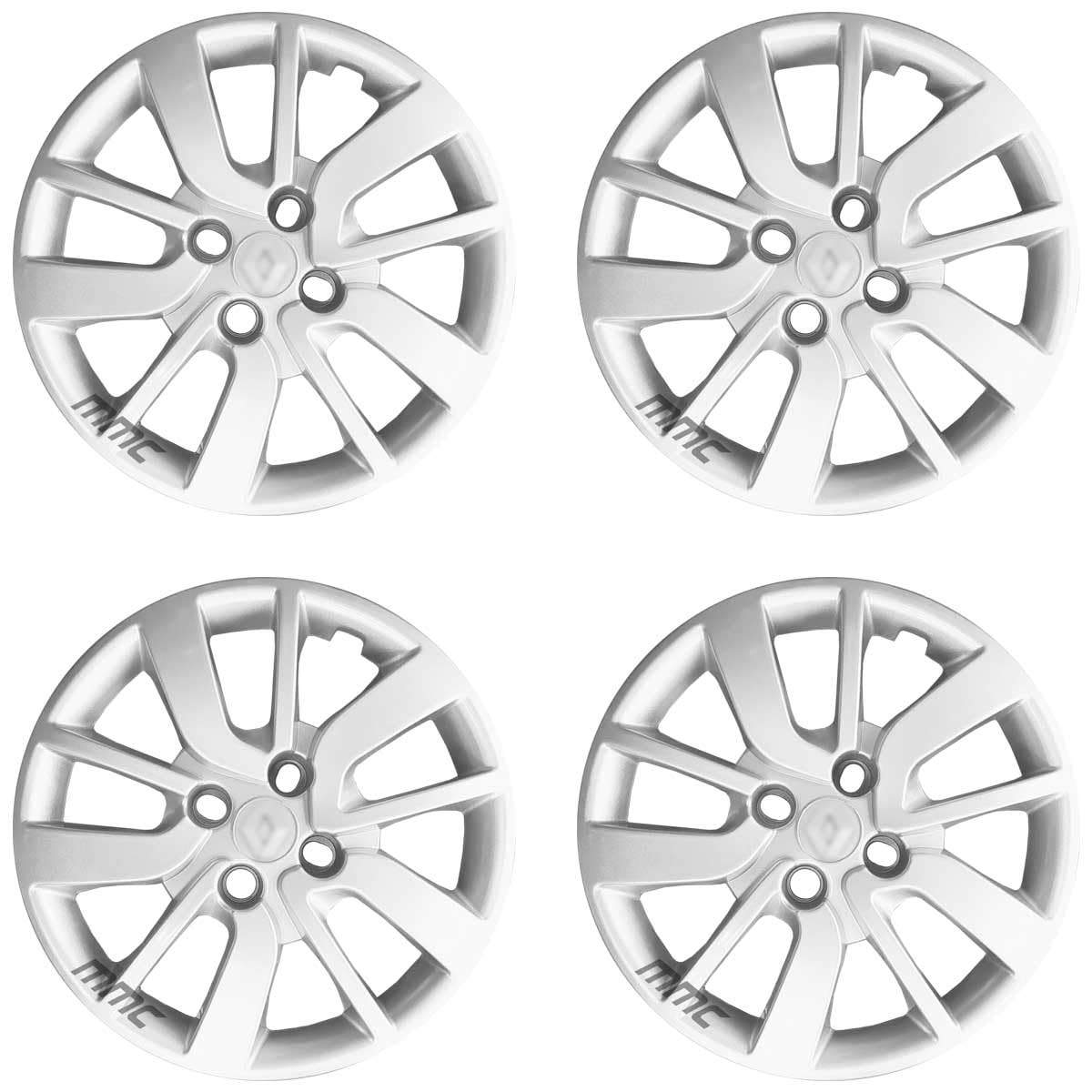 Renove Seu Sandero/Logan: Kit 4 Calotas Aro 15 Prata com Logo Relevo (Top Mix 6005)