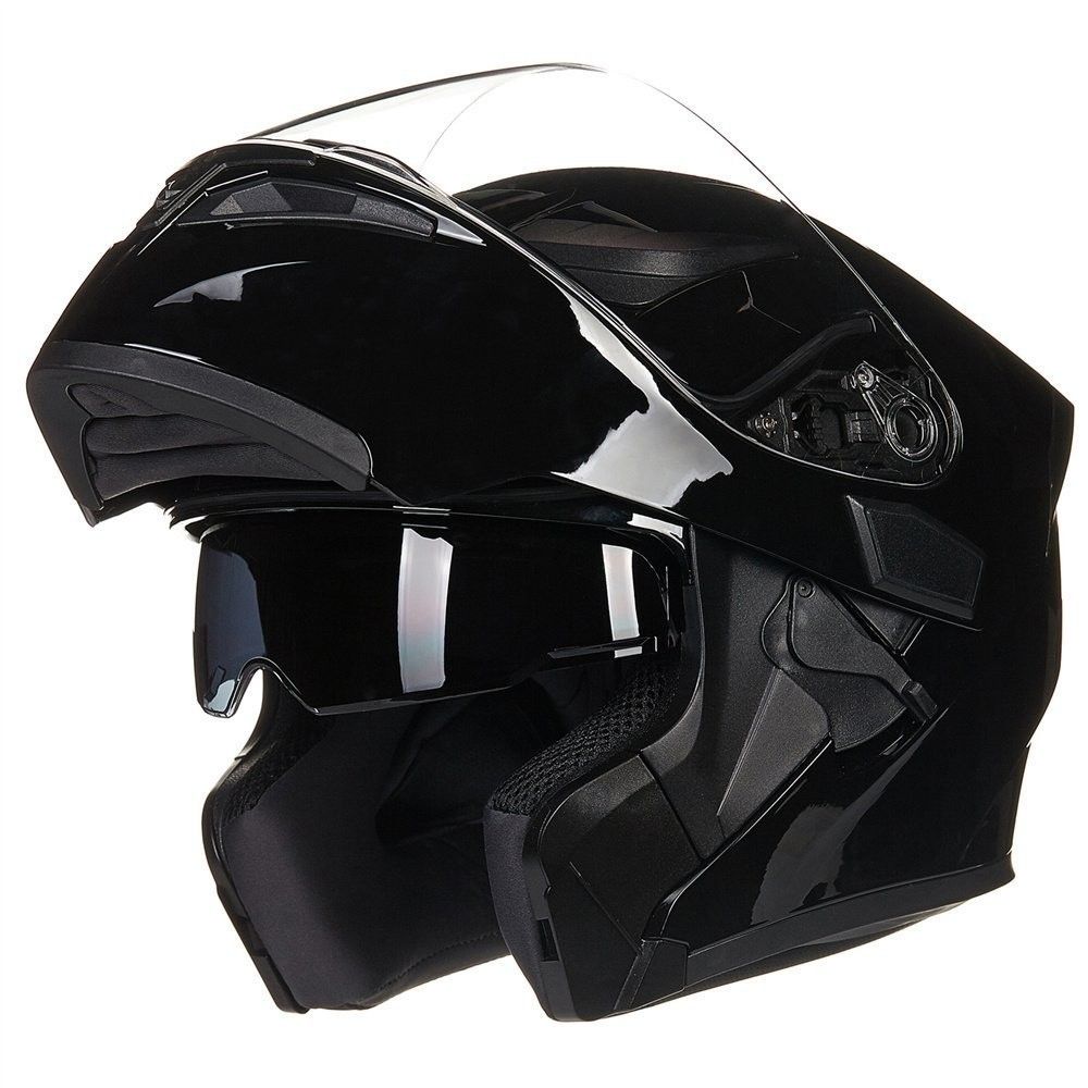 Capacete ILM Modular Aro 2024: Viseira Dupla, Conforto e Segurança DOT - Preto XL