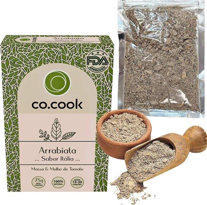CoCook Tempero 100% Natural Arrabiata Sabor Itália 75g Ideal para Massas, Molho de Tomate, Zero Glúten, Zero Lactose, Zero Conservantes, Zero Corantes, Zero Sódio - Rende até 30 porções