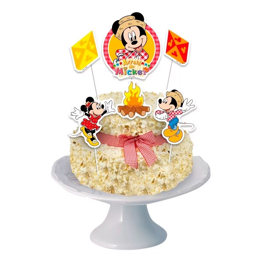 Arraiá do Mickey: Topo de Bolo Junino (6 Unidades)