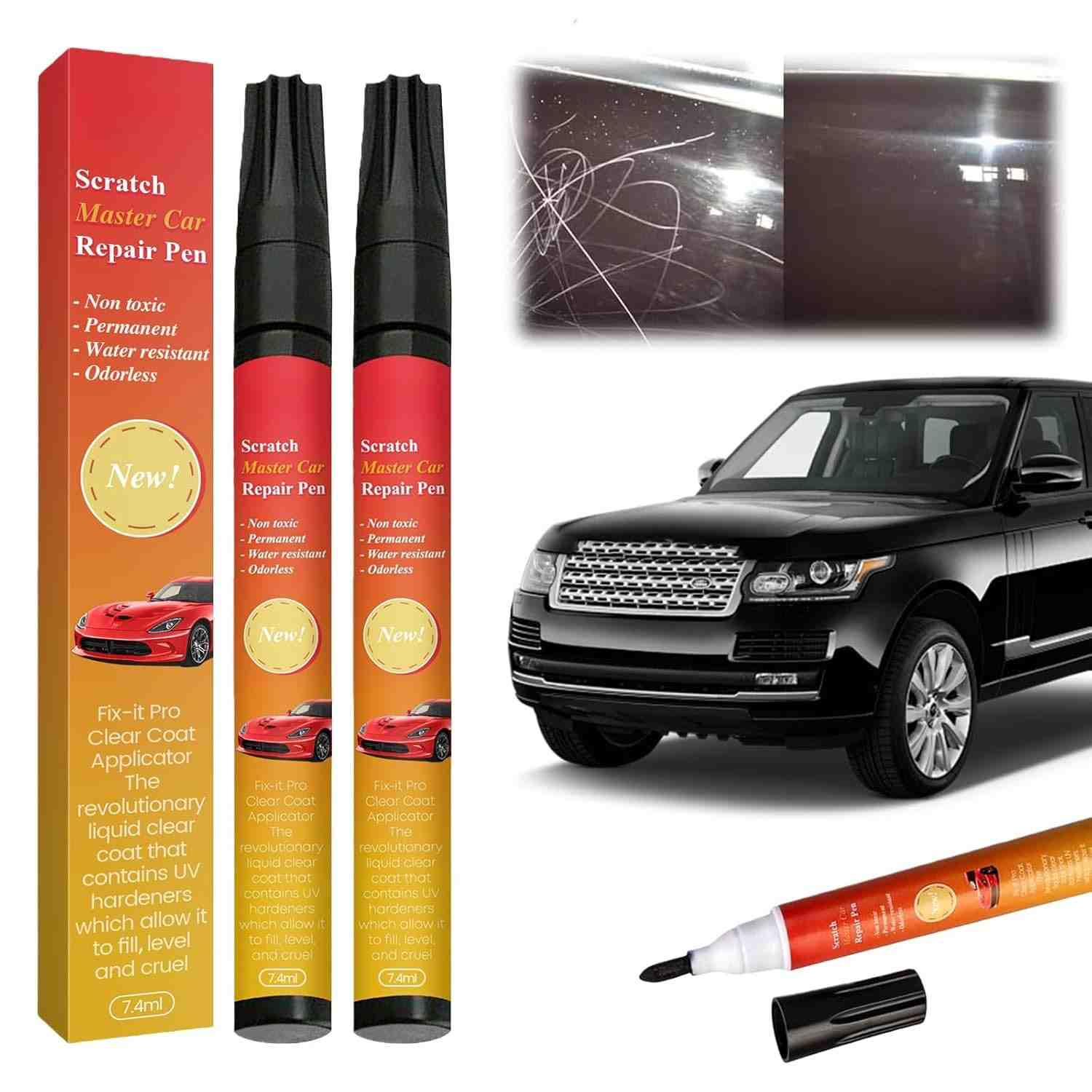 Removedor de Arranhões para Carro Preto - Caneta de Retoque Mágica com Fórmula Profissional