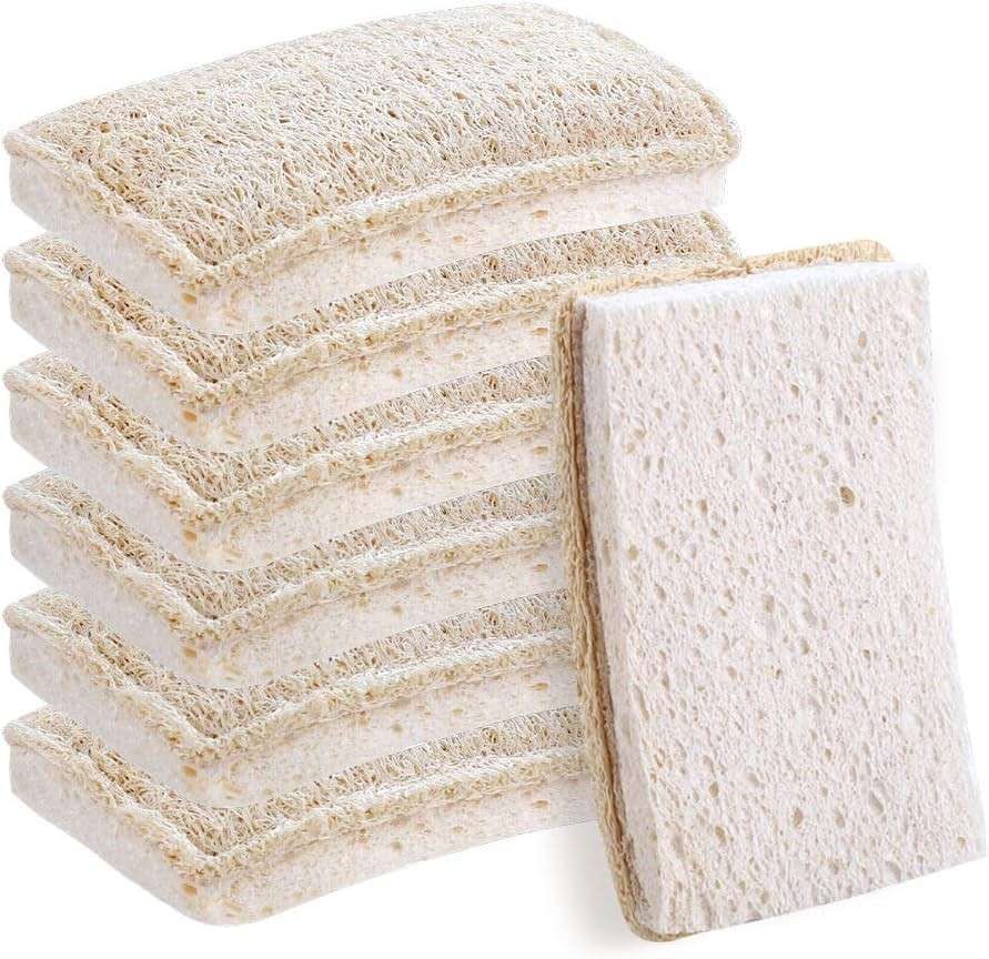 Esponjas de Prato de Bucha Natural - Ecológicas, Biodegradáveis e Sem Arranhões - 6 Peças