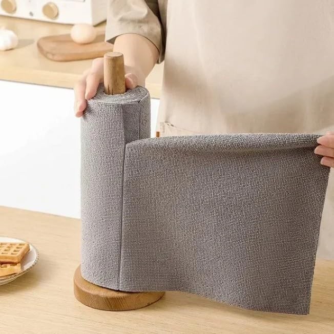 Rolo de Pano de Limpeza de Microfibra Reutilizável - Ultra Absorvente e Sem Arranhões (Cinza)