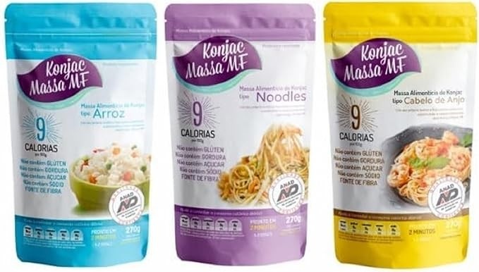 Kit 3 Konjac: Arroz, Cabelo de Anjo, Noodles