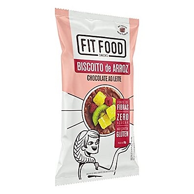 Biscoito Arroz Integral Chocolate Zero Açúcar Fit Food 60g