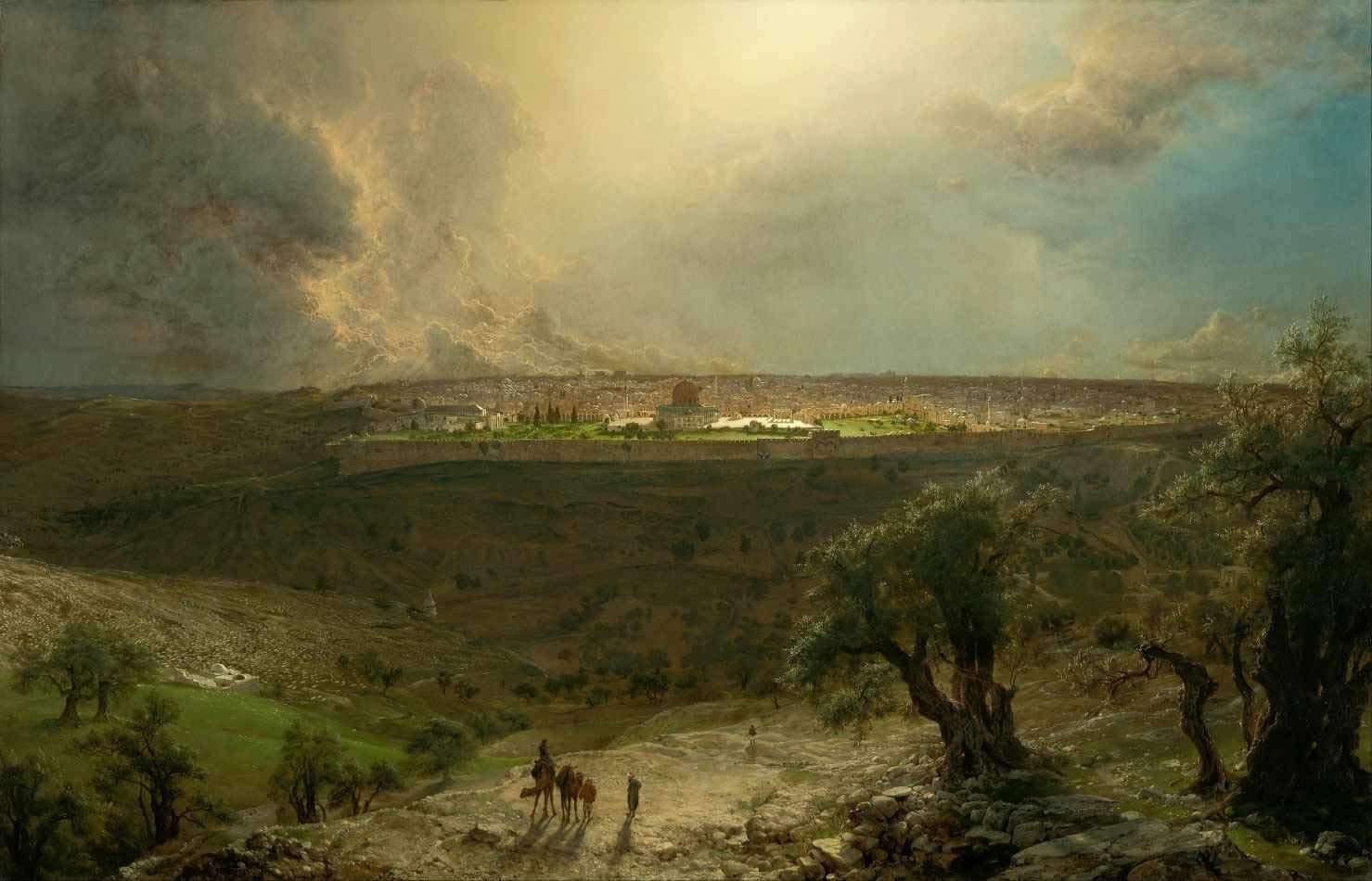 Jerusalém Vista do Monte das Oliveiras - Tela Canvas 30x46 - Obra de Arte para Decoração