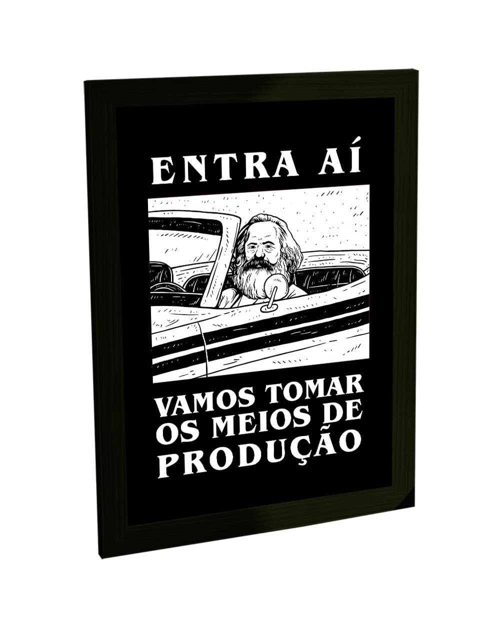 Quadro Decorativo A4 Engraçado - Karl Marx Meios de Produção - Arte Irônica para Sua Casa