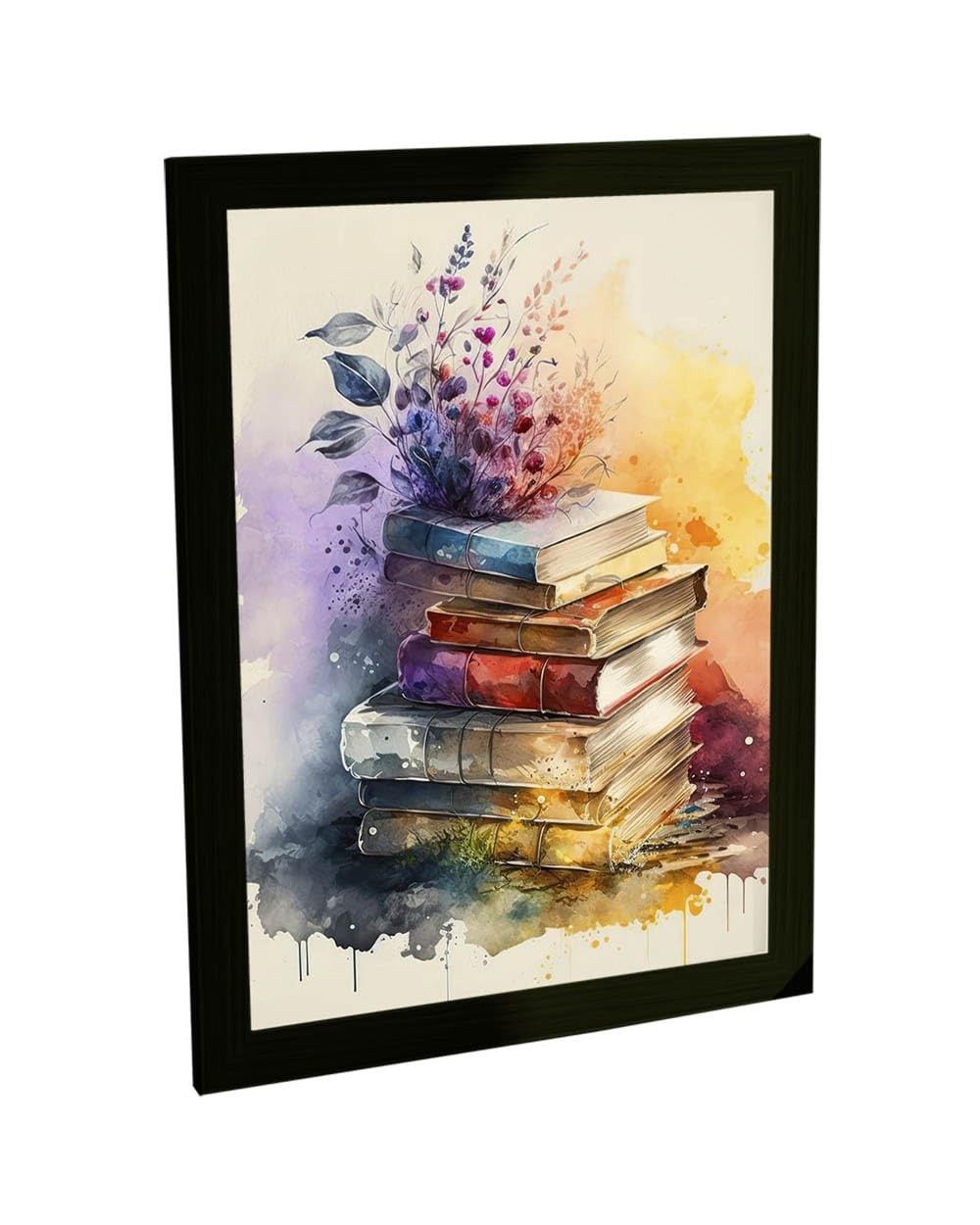 Quadro Decorativo A3 com Moldura - Pile of Books Art | Fácil Troca de Arte