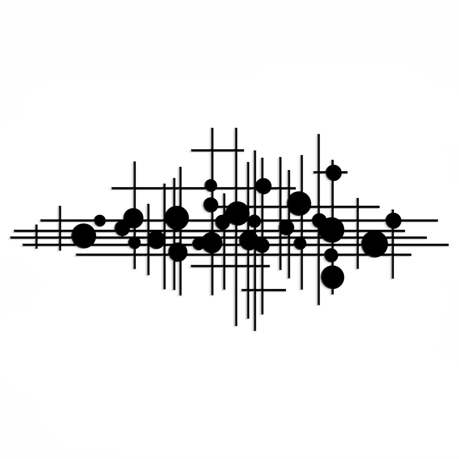 Arte de Parede de Metal Abstrata Geométrica Moderna – Escultura 3D Versátil para Sala de Estar (86 x 39,9 cm)