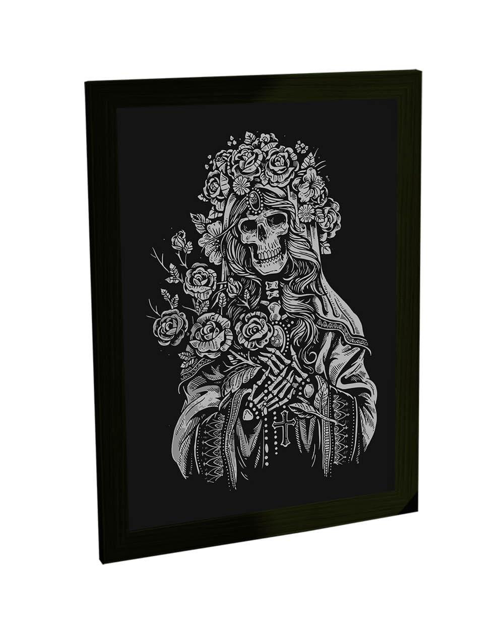 Quadro Decorativo A4 Santa Muerte Dia dos Mortos - Arte Exclusiva em Alta Definição
