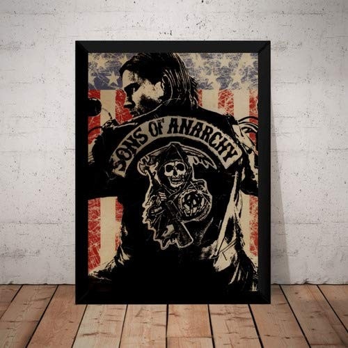 Quadro Sons Of Anarchy Moto Club - Arte Premium Moldurado para Decoração