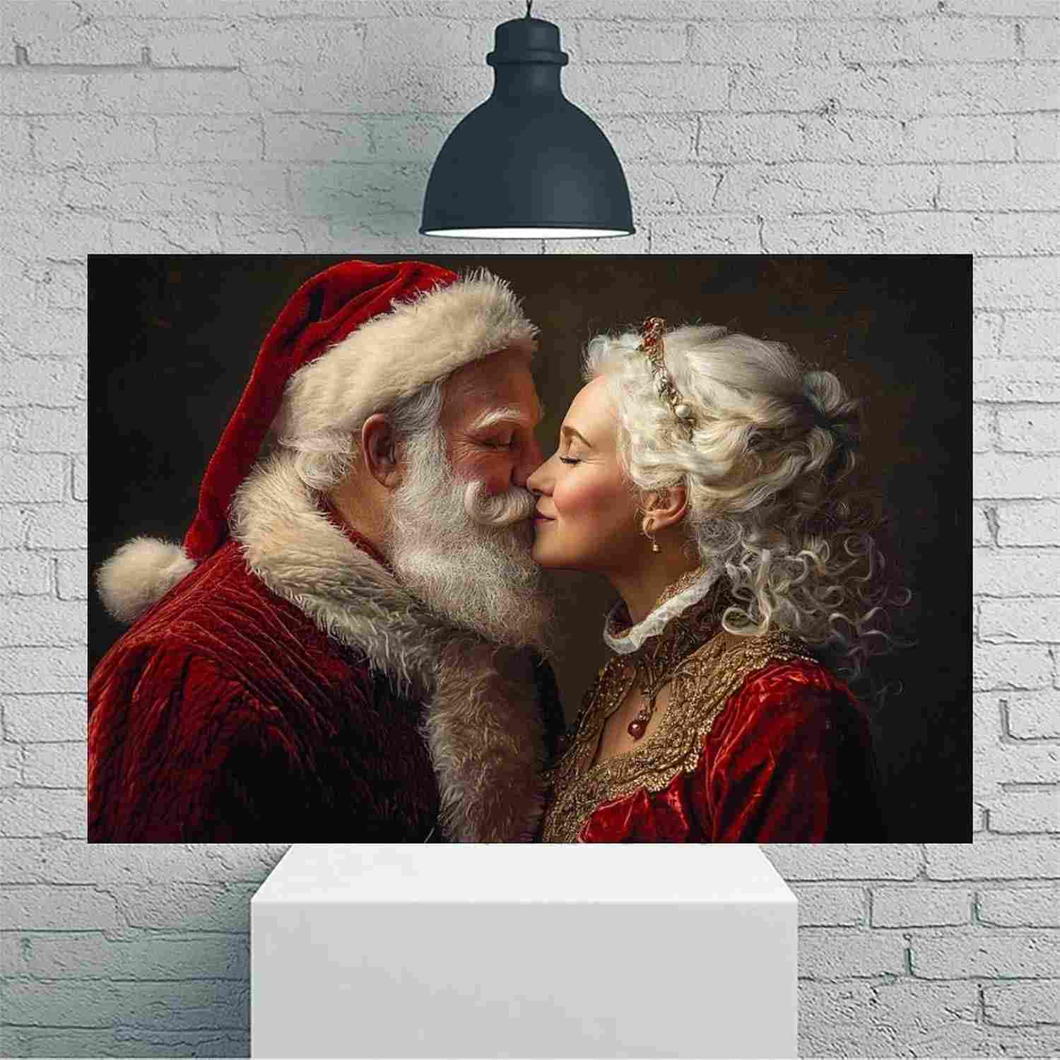 Arte de Parede Vintage Beijo da Rainha do Papai Noel - Pôster 30x45cm para Decoração Rústica