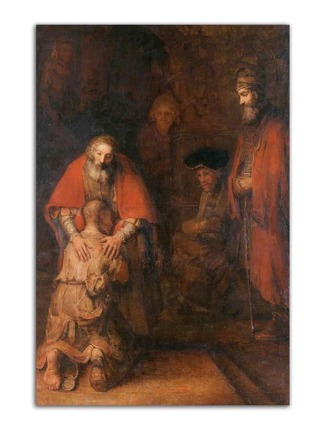Pôster O Retorno do Filho Pródigo - Arte Renascentista em Tela 40x60cm - Decoração Elegante para Casa e Escritório