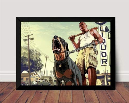 Quadro Game GTA V Franklin - Arte Poster Moldurado para Fãs de Jogos