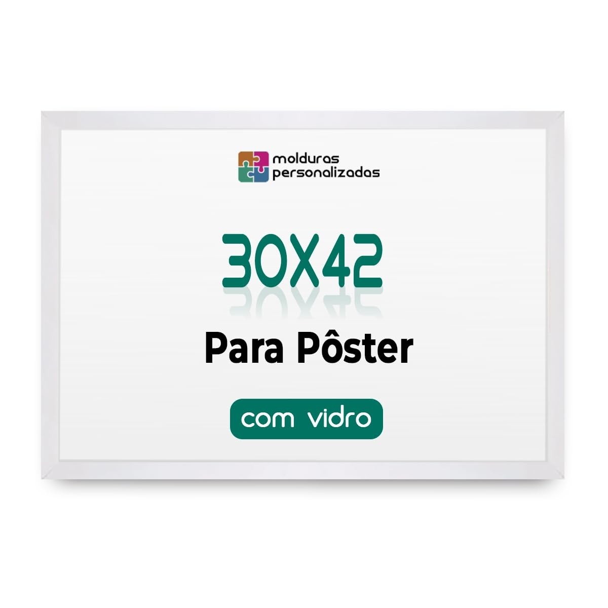 Moldura 30x42 com Vidro - A3 Branca para Quadros, Diplomas e Arte com Proteção de Vidro