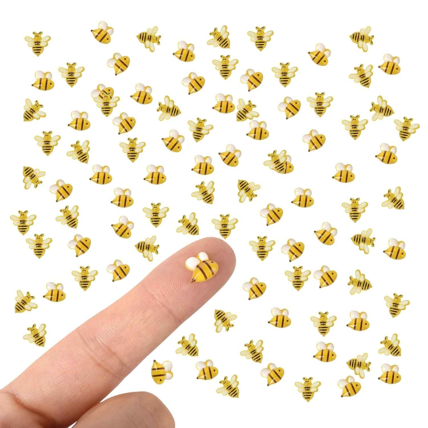 200 Peças Mini Abelhas de Resina - Decoração Criativa para Festas, Artesanato e Fotografia
