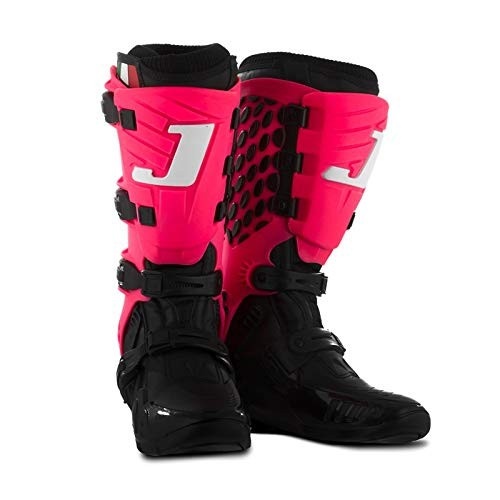 Bota Motocross Articulada Jett Hi-Vis Preta/Rosa - Segurança e Conforto para sua Pilotagem