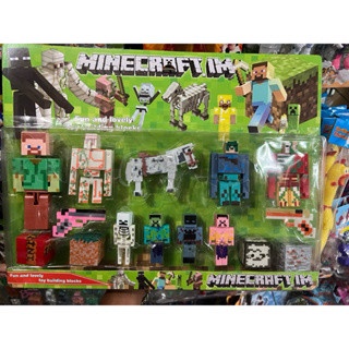 Kit Bonecos Minecraft com Cavalo - 12 Peças Articuladas