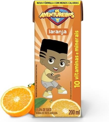 AVENTUREIROS - Néctar de Laranja em Caixinha - Sem Ingredientes Artificiais, Sem Glúten - Contém 10 Vitaminas e Minerais, Ingredientes Naturais - Vegano - 200ml