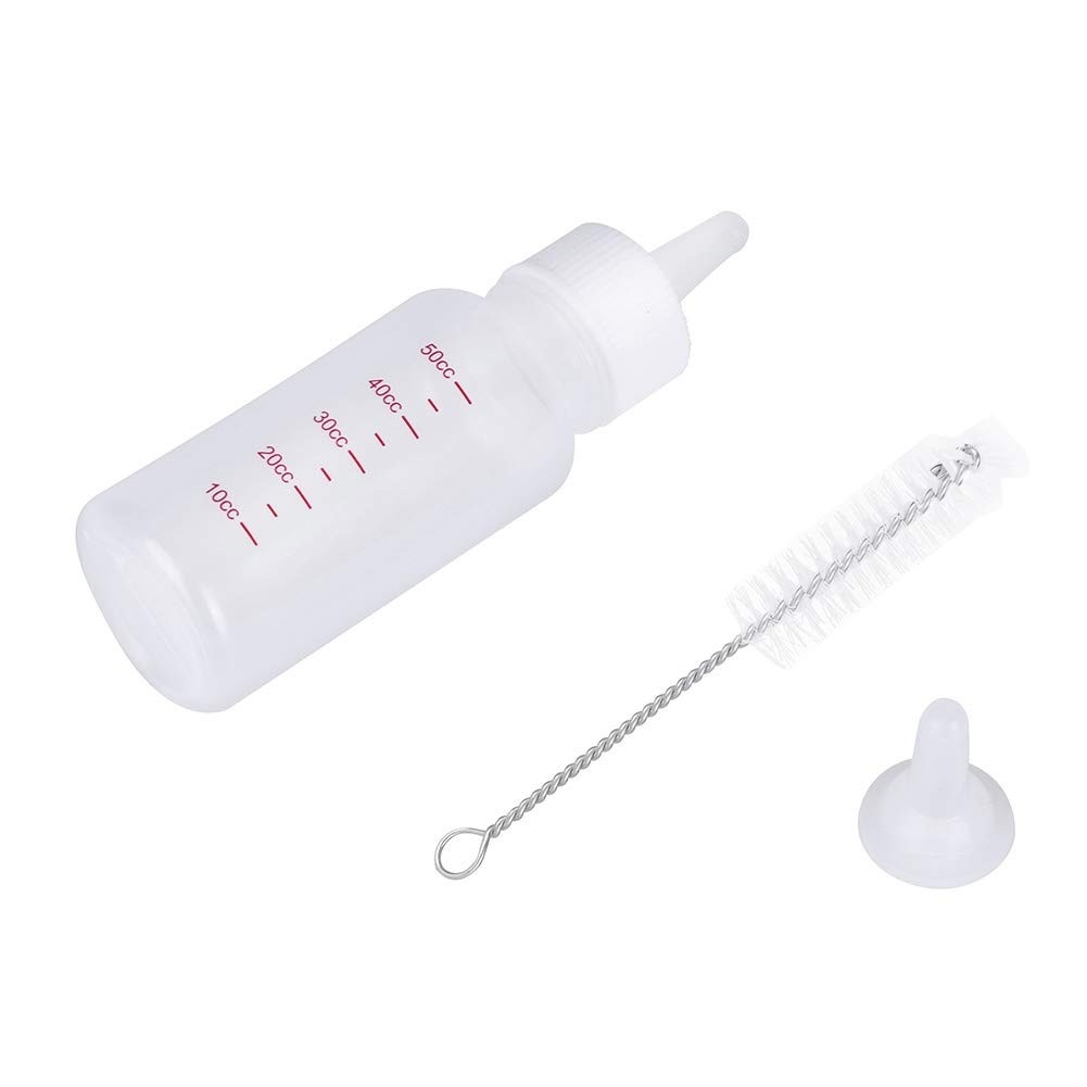 Mamadeira 50ml para Filhotes - Leite Materno Artificial com Escova e Bico Macio para Cachorrinhos e Gatinhos Recém-Nascidos