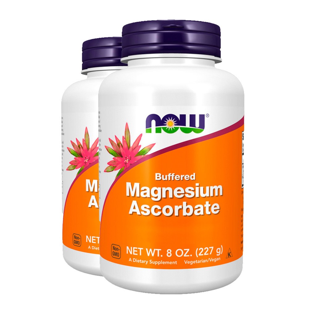 Ascorbato de Magnésio + Vitamina C Now Foods: Kit 2x 227g