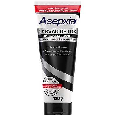 Asepxia Limpeza Esfoliante Carvão Detox – Pele Limpa e Sem Cravos