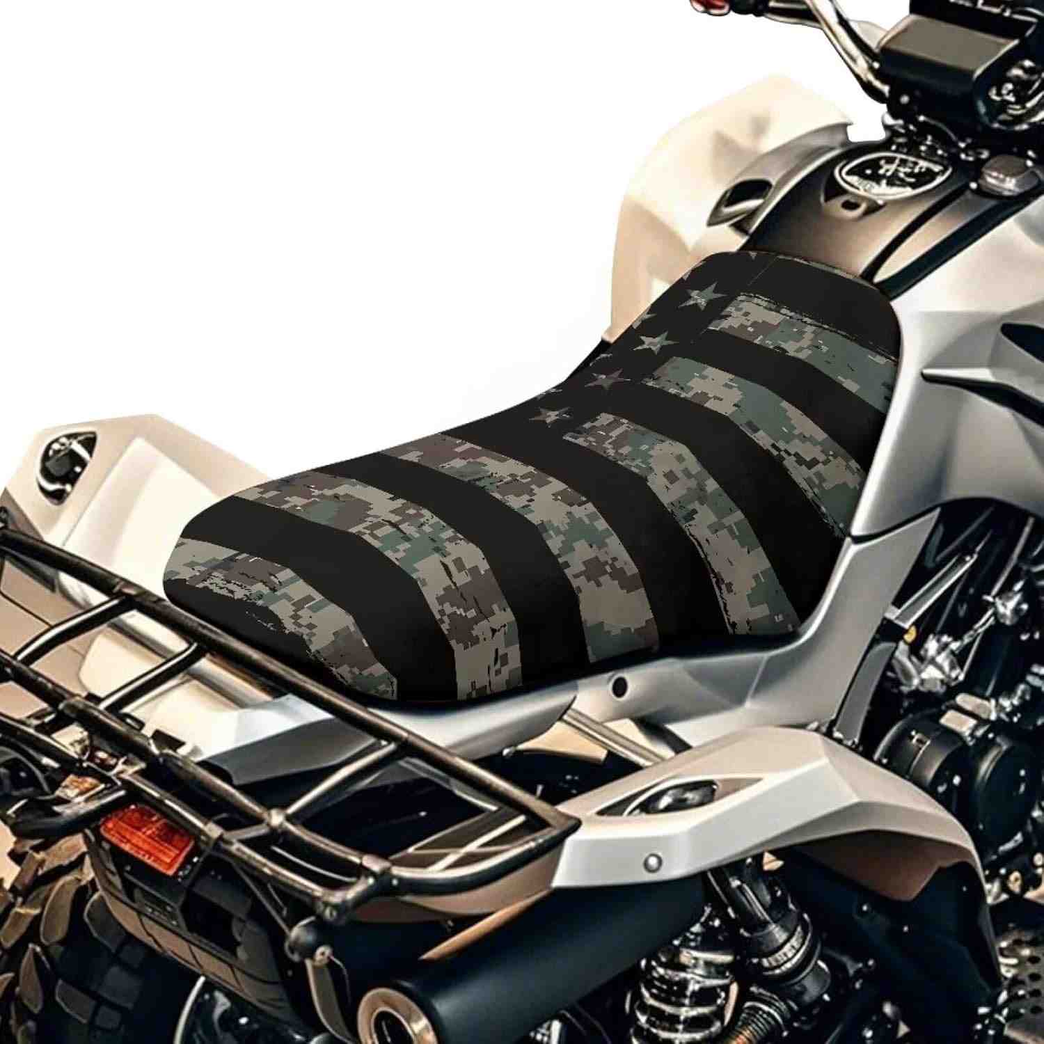 SEANATIVE Capa de Assento ATV/Moto Camuflada Bandeira EUA - Proteção Impermeável e Conforto Premium