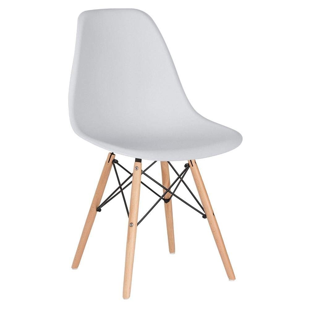 Cadeira Charles Eames Eiffel DSW - Loft7 - Assento em Polipropileno com Pés de Madeira Clara - Cinza Claro
